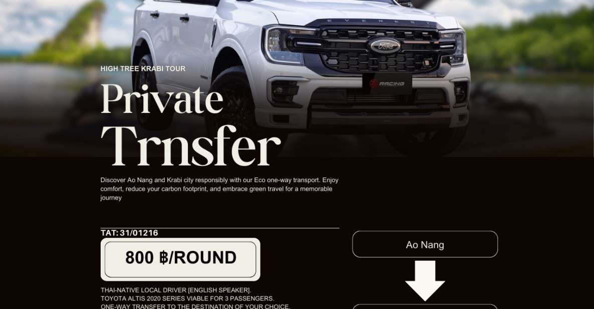 Private SUV-Transfer: One-way Ao Nang - Downtown, Krabi - Convenient Transfer Options