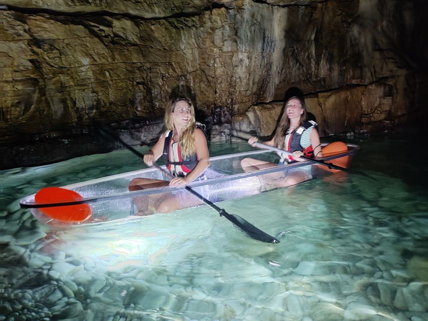 Pula: Blue Cave Illuminated Clear-Bottom Kayak Night Tour - Tour Itinerary