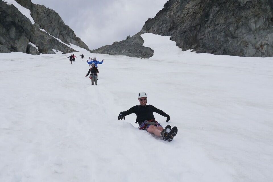 Whistler: Guided Glacier Glissading and Hiking Tour - Glissading Down Horstman Glacier