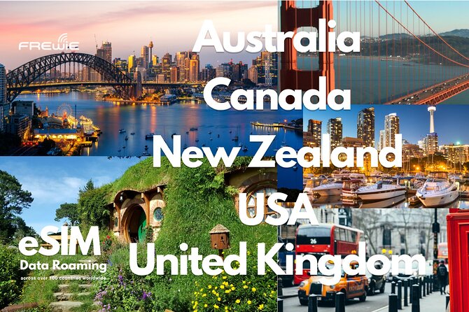 Aust, Canada, NZ, UK, USA Data Esim : 10gb-15days to 20gb-30days - Booking Details