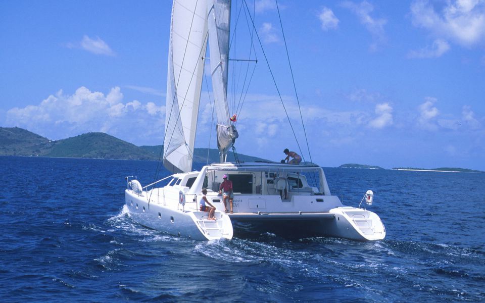 St. Thomas: Private 50-Foot Voyage 500 Catamaran Sail - Live Tour Guide