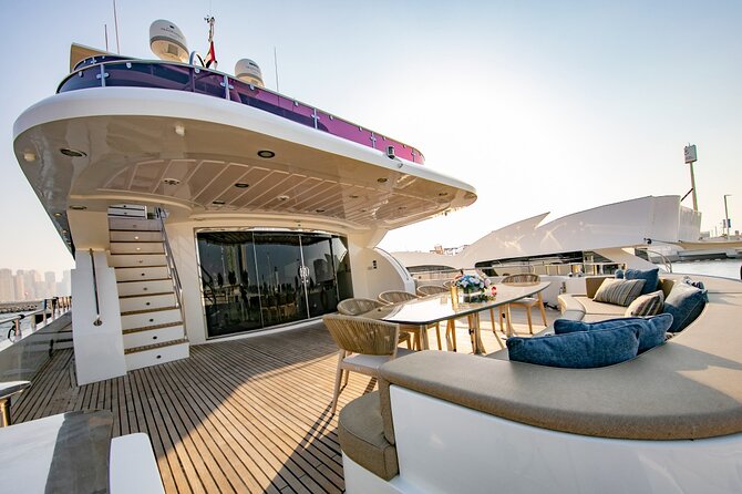 Dubai Harbour Super Yacht Experience With Live Station & Drinks - Contact and Group Bookings