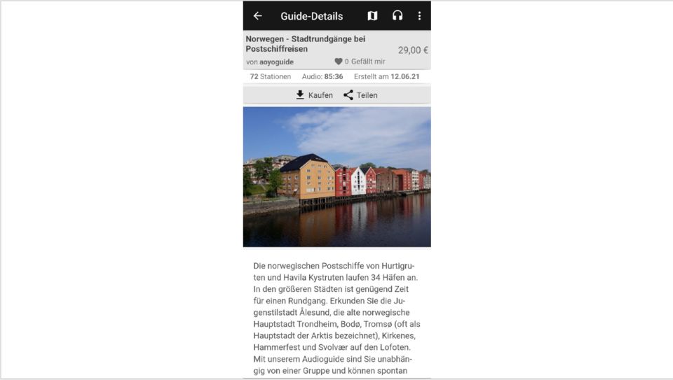 Norwegian Coastal Cities: Smartphone Audio Guide App - Directions