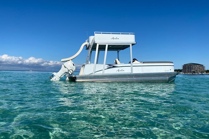 Destin- Private Chartered Slide Pontoon Boat-Up to 6 Guests - Key Points