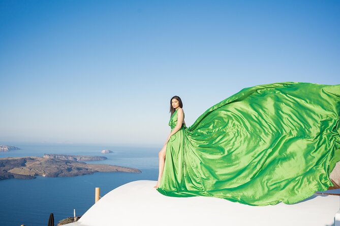 Flying Dress Photoshoot Tour in Santorini With Transportation - Key Points