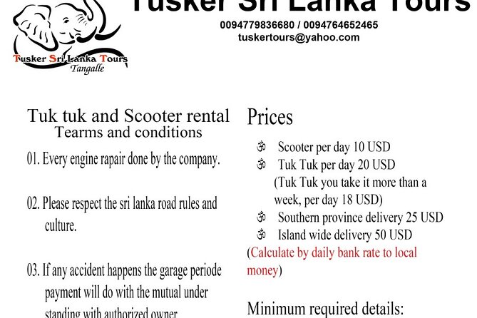Tangalle Scooter Rental - Key Points
