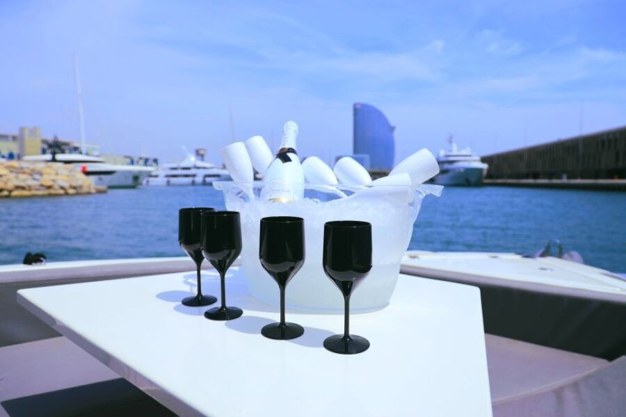 1 barcelona private motor yacht tour with drinks and snacks Barcelona: Private Motor Yacht Tour With Drinks and Snacks