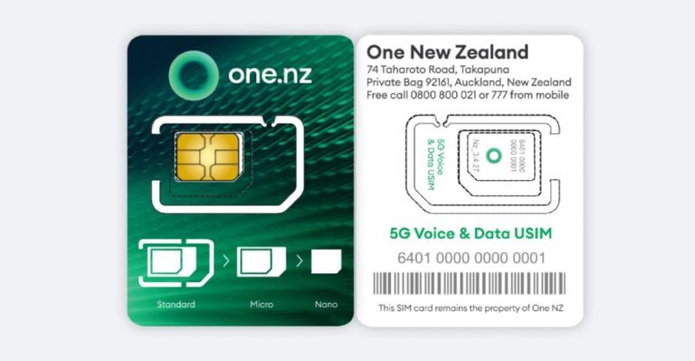 Christchurch Airport: 5G/4G/3G Simcard for New Zealand