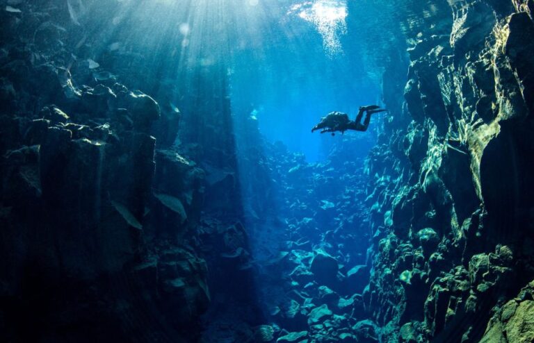 Diving in Silfra Fissure in Thingvellir National Park