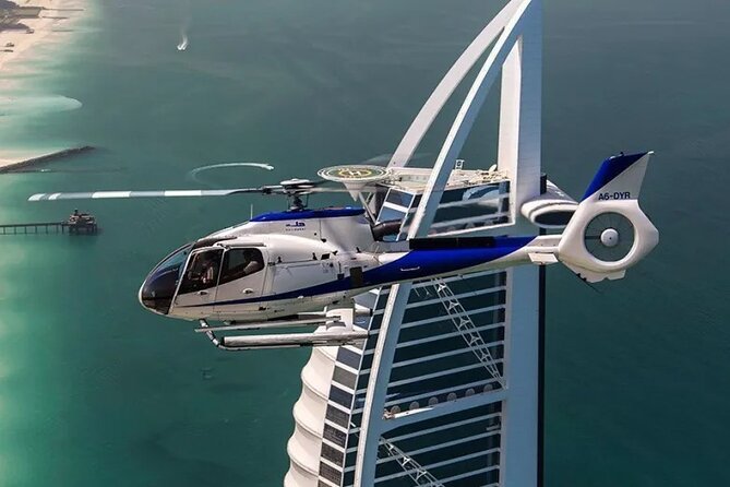 Dubai Iconic Helicopter Tour and Dhow Cruise Dinner Marina Combo