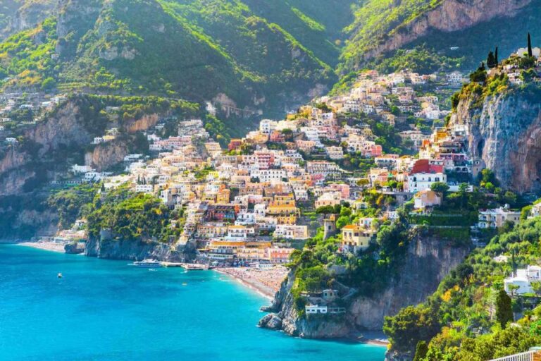 From Naples: Positano & Amalfi Boat Tour With Van Transfer