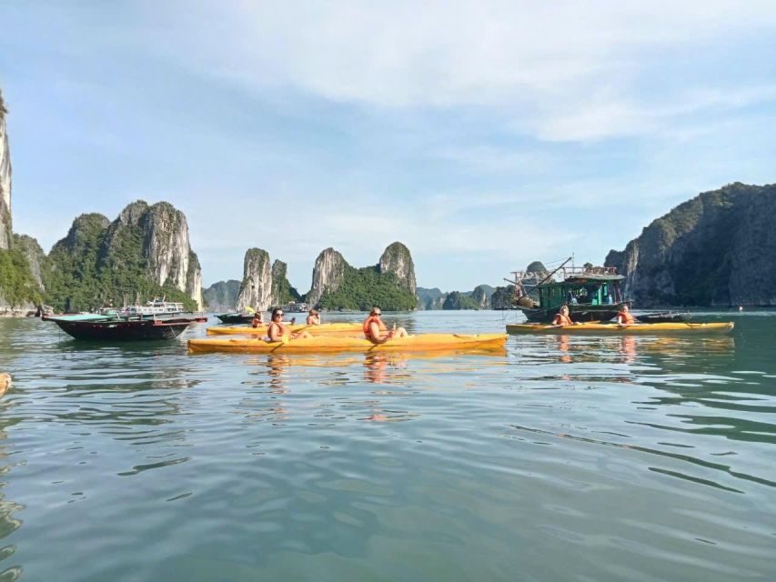 1 halong bay 6 hours deluxe cruise trip lunch kayaking swim Halong Bay 6 Hours Deluxe Cruise Trip, Lunch, Kayaking, Swim