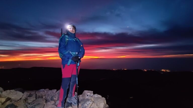 Hiking Summit of Teide by Night for a Sunrise and a Shadow