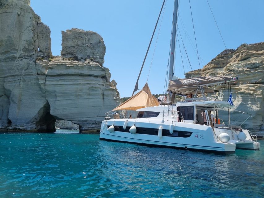 1 milos kleftiko poliegos catamaran trip with meal drinks Milos: Kleftiko & Poliegos Catamaran Trip With Meal & Drinks