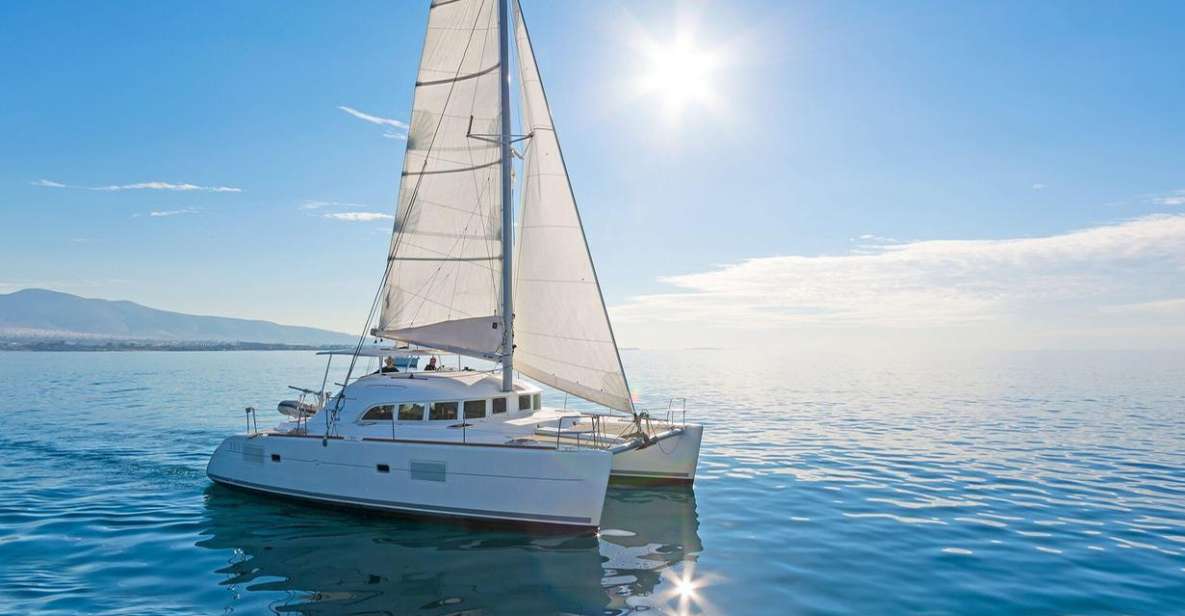 1 mykonos catamaran cruise with meal and drinks Mykonos: Catamaran Cruise With Meal and Drinks