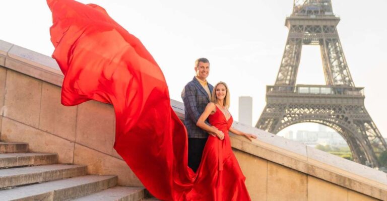 Paris : Private Flying Dress Photoshoot by the Eiffel Tower