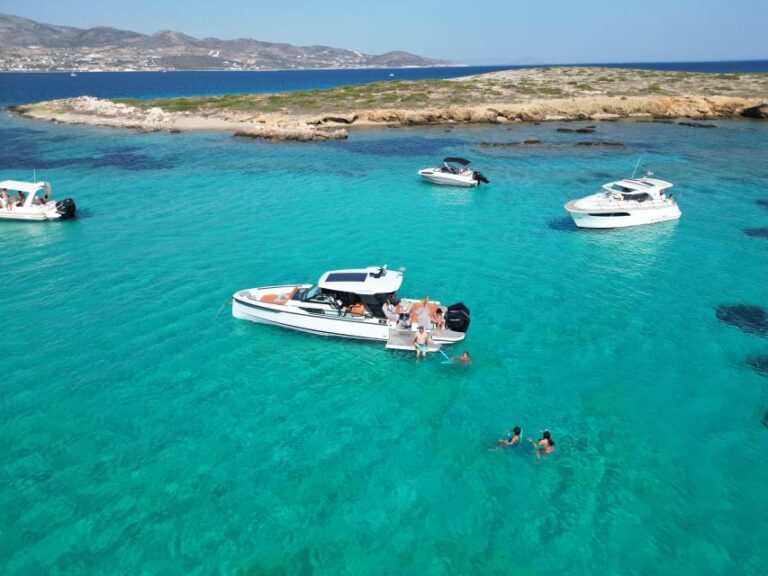 Paros: Private Luxury Boat Day Trip With Snacks and Drinks