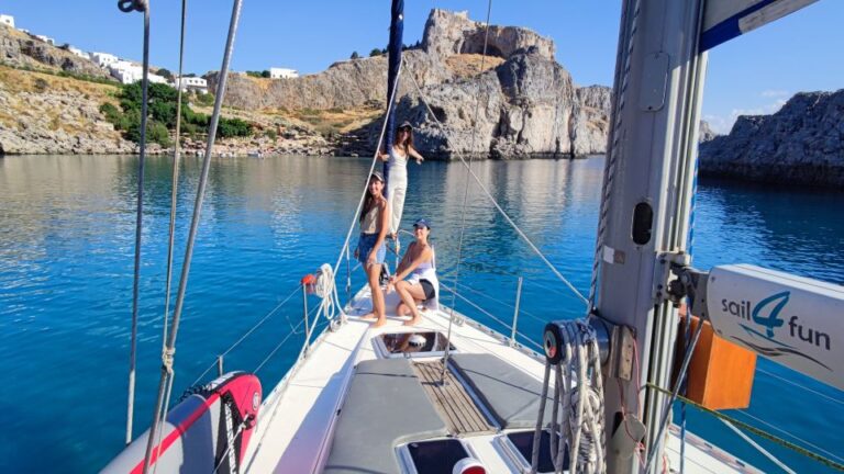 Rhodes Town: Private Sailing Cruise With Swim Stops & Meal