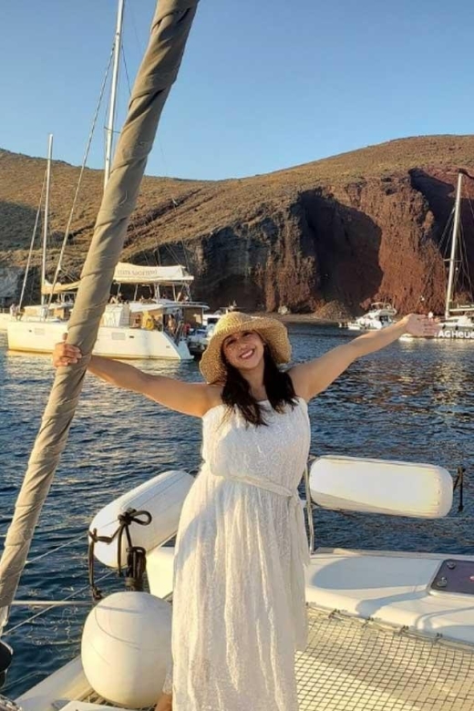 1 santorini private luxury catamaran cruise with greek meal Santorini: Private Luxury Catamaran Cruise With Greek Meal