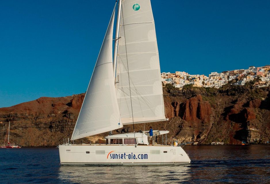 1 santoriniprivate catamaran tour with bbq unlimited drinks Santorini:Private Catamaran Tour With BBQ & Unlimited Drinks