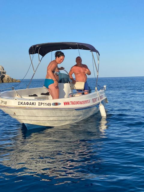 Traganou Beach: Small Boat Rental Without License