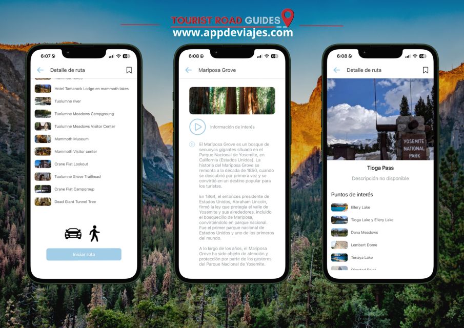 App Self-Guided Road Routes Yosemite National Park - Yosemite Valley Highlights