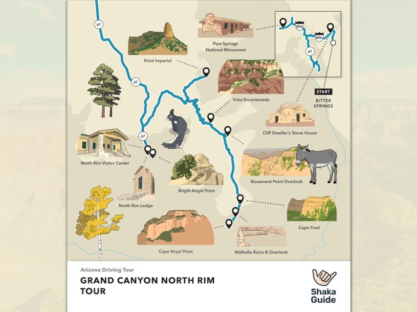 Grand Canyon North Rim: Self-Guided GPS Audio Tour - Itinerary Stops