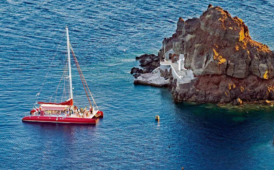 Santorini: Cruise Catamaran With BBQ & Drinks Day of Sunset - Experience Description