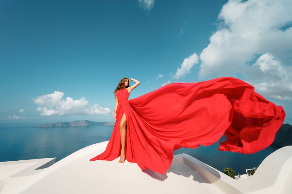 Santorini: Flying Dress Photoshoot Marilyn Package - Dress Selection Process