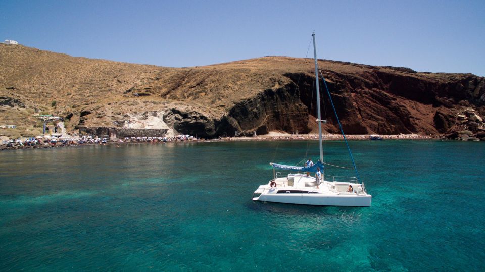 Santorini:Catamaran: Private Cruise With Food & Drinks - Full Description