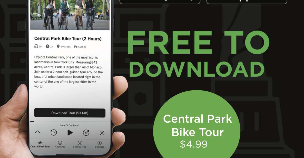 Central Park: Self-guided Bike Tour App - Audio Written - Full Description & Features