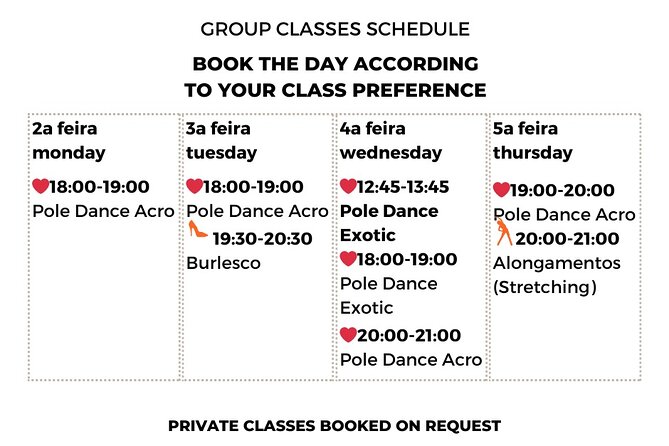 Dance Class (choose 1: Pole Dance, Burlesque or Aerial Silk/Hoop) - Refund Conditions
