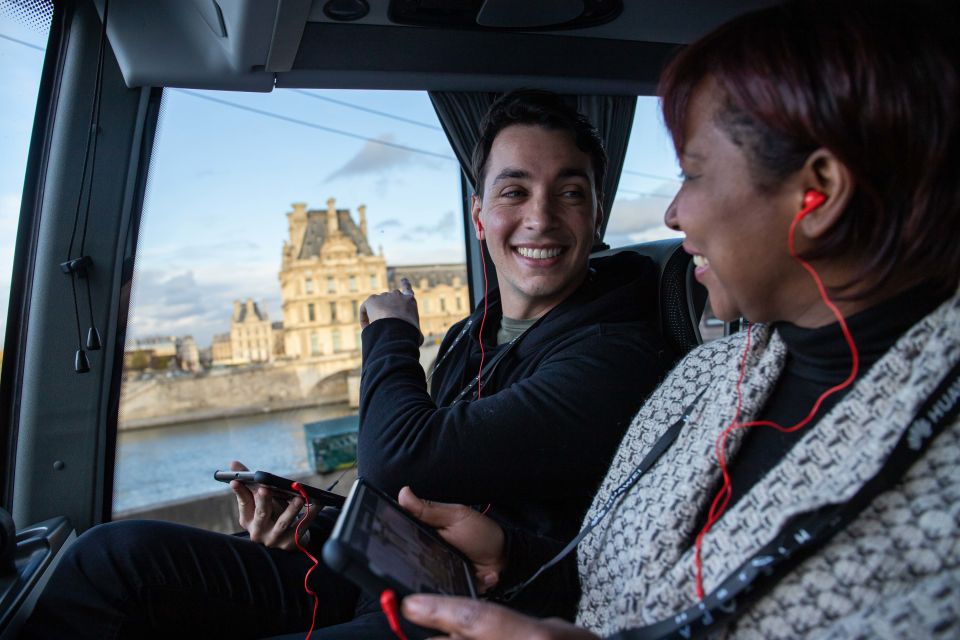 Paris: Audio-Guided Bus Tour & Seine River Cruise - Transportation and Guides