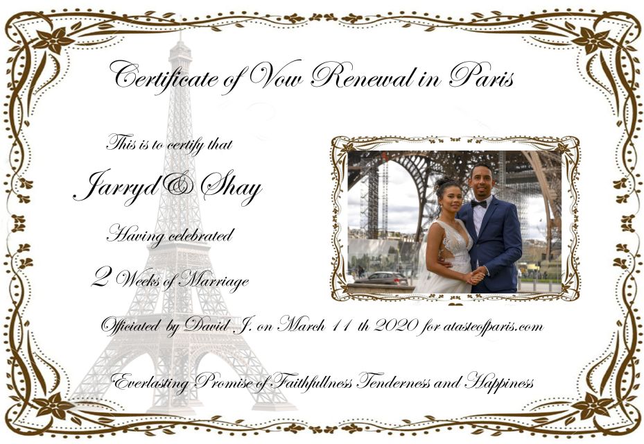 Paris: Wedding Vows Renewal Personal Photo or Video Shoot - Inclusions in the Experience Package