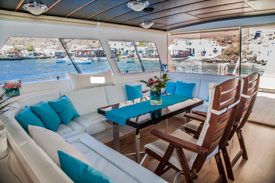 Santorini: Motor Yacht Sunset Cruise With 5-Course Dinner - Included Amenities