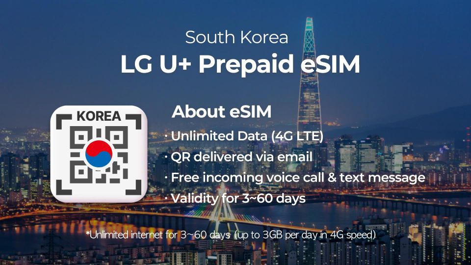 South Korea: LG U Esim Unlimited Roaming Data Plan - Enhanced Travel Experience With Esim