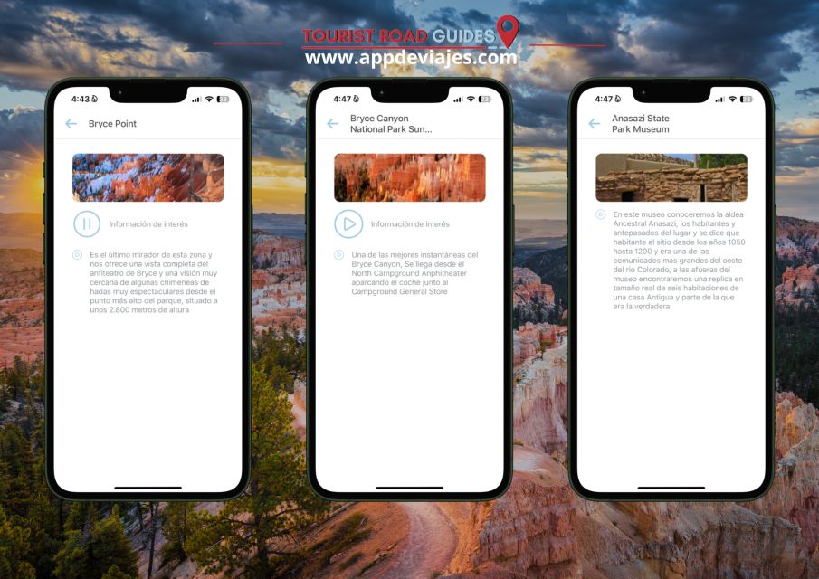 App Self-Guided Road Routes Bryce Canyon - Utilize Web Panel for Customization