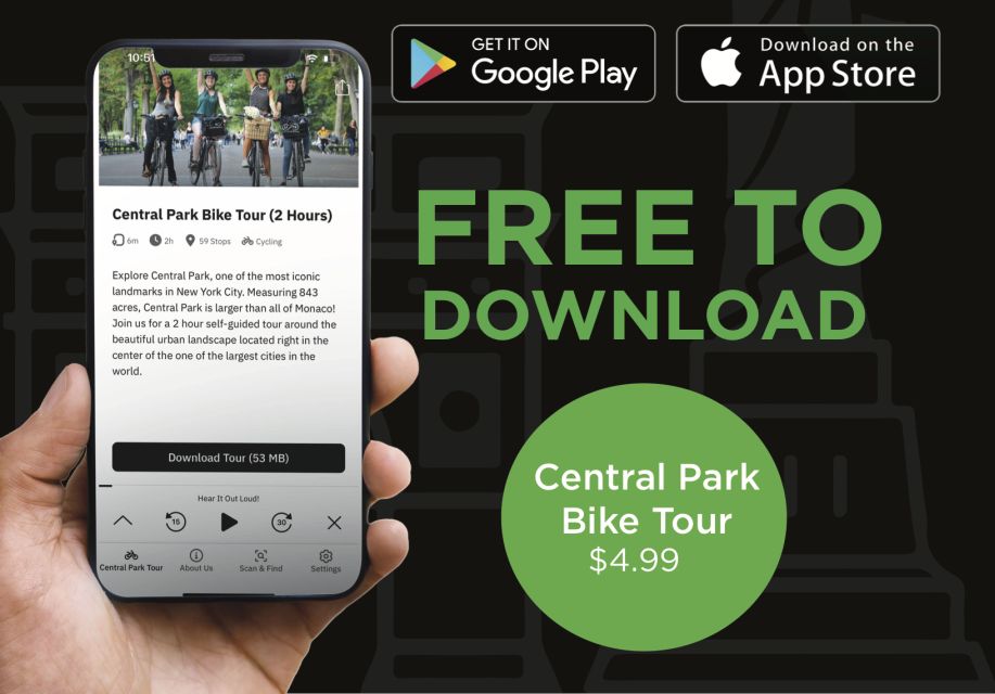 Central Park: Self-guided Bike Tour App - Audio Written - Directions for App Activation