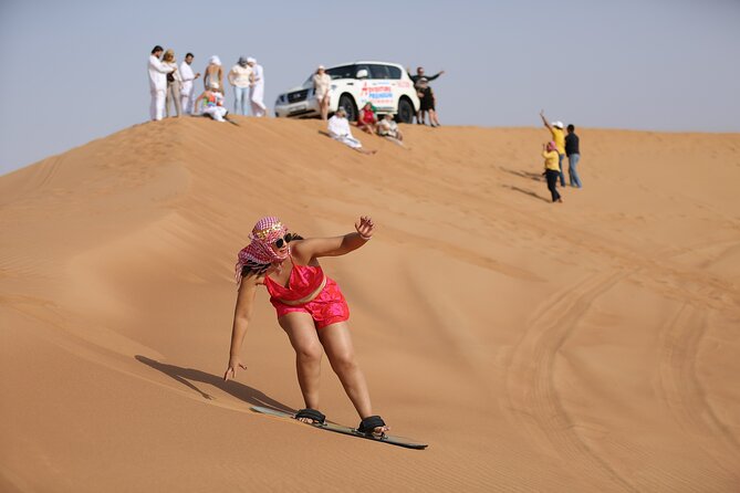 4x4 Dubai Desert Safari With Camel Ride and Sandboarding & Dunes - Key Points