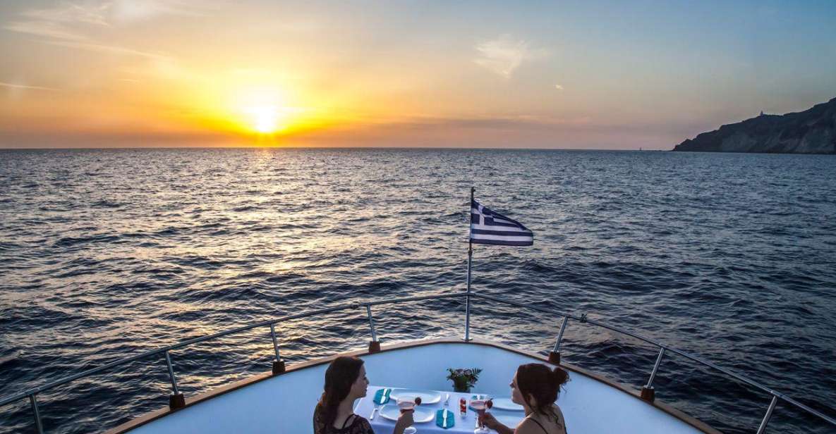 Santorini: Motor Yacht Sunset Cruise With 5-Course Dinner - Restrictions to Note