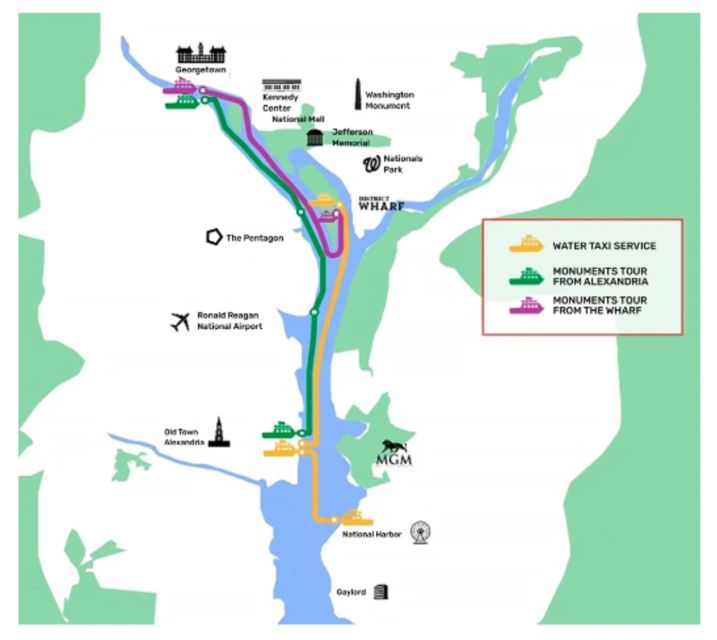 Washington DC: 1 or 2-Day Unlimited Water Taxi Pass - Location and Additional Details
