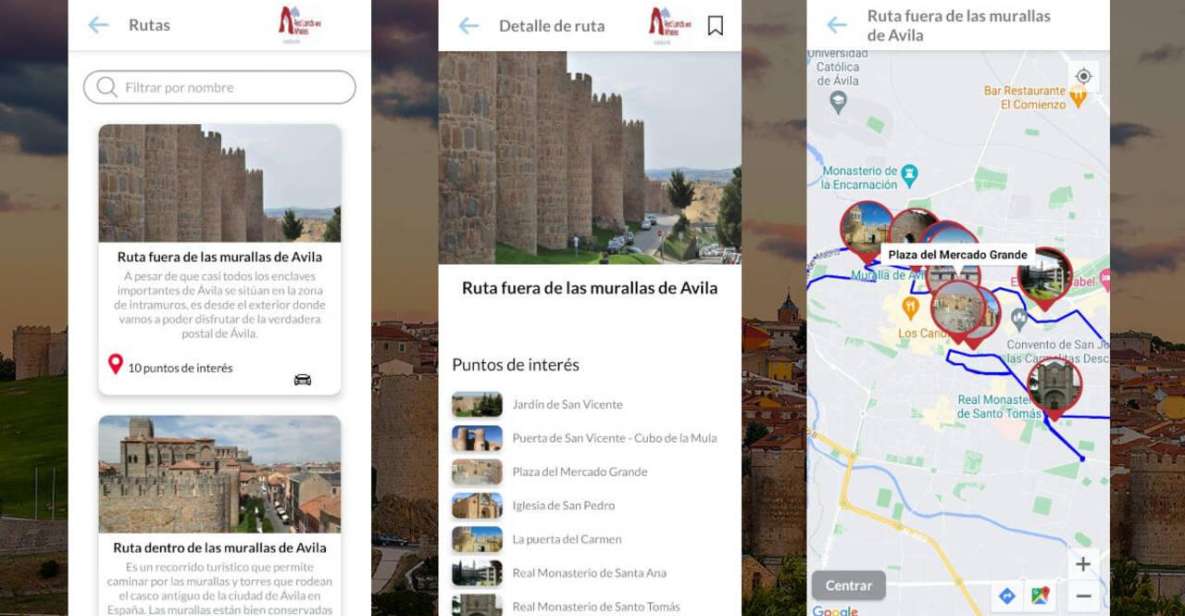 Avila Self-Guided Tour App With Multilingual Audio Guide - Directions