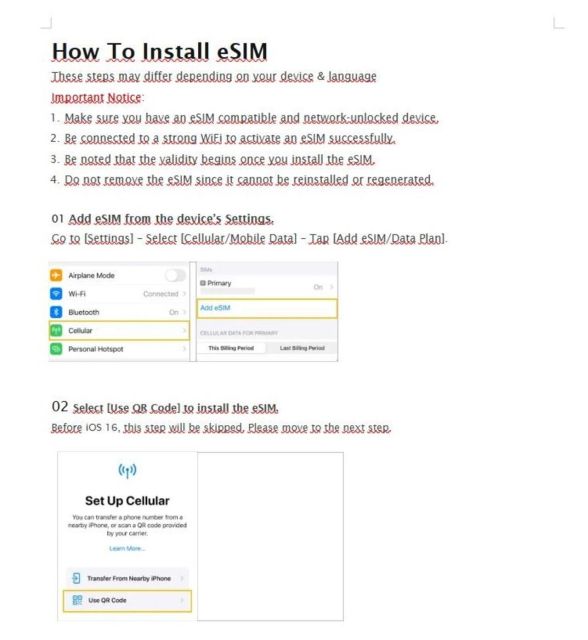 Esim UK Unlimited Data - Precautions for SIM Activation