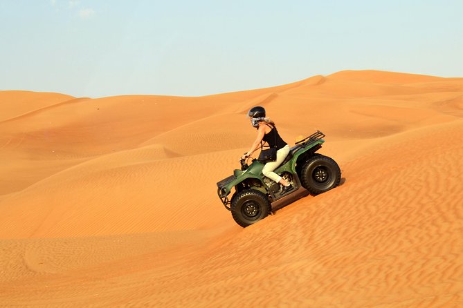 Morning Dubai Quad Bike With Sand Boarding and Camel Ride - Campsite Visit and Refreshments