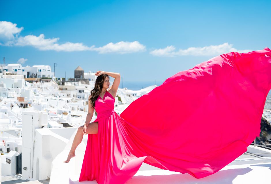 Santorini: Proffessional Flying Dress Photoshoot - Reviews: 5/5 Based on 2 Reviews