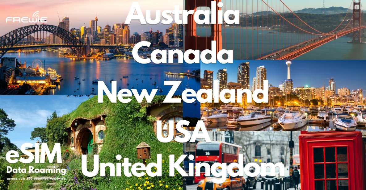 Aust, Canada, NZ, UK, USA Esim : 10gb-15days to 20gb-30days - Key Points