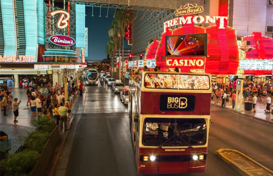 las vegas sightseeing night tour by open top bus Las Vegas: Sightseeing Night Tour by Open-top Bus