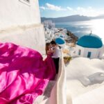 santorini unique flying dress photoshoot with drone Santorini: Unique Flying Dress Photoshoot With Drone!