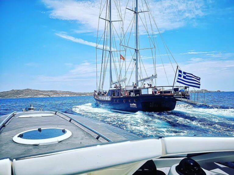 Mykonos: Rhenia Cruise and Delos Guided Tour With Transfers