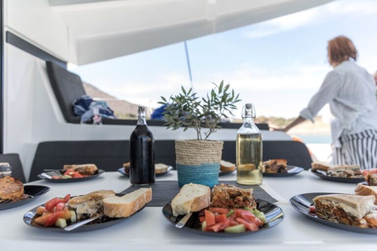 Naxos: Catamaran Cruise With Swim Stops, Food, and Drinks